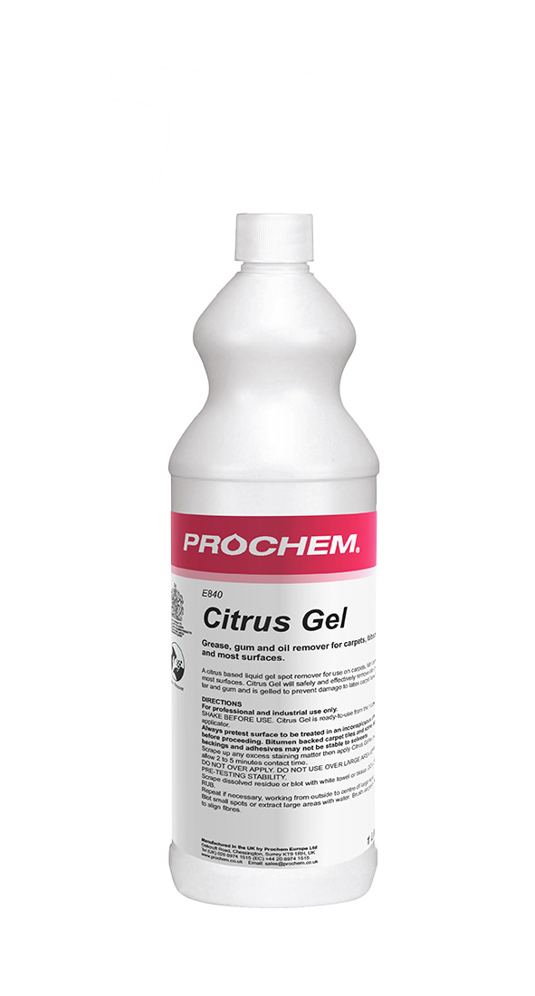 Prochem Citrus Gel Solvent Spot Remover for Oil, Grease, Tar, Gum & More - 1L